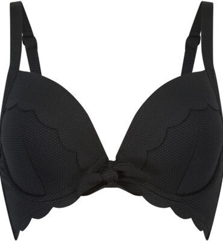 Scallop Polstret bikinitopp med underspiler Svart