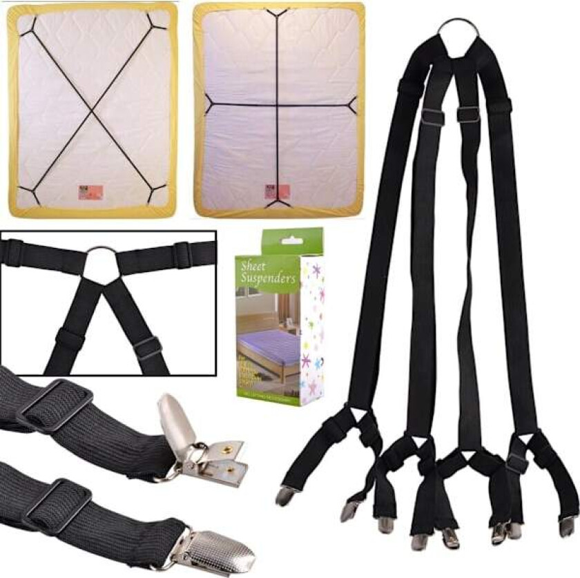 Sengeteppe Stropper Suspenders Gripper Brakett Lukkeklips Mange Lange Kryssjusterbare Sengeteppe Madrass Strimler