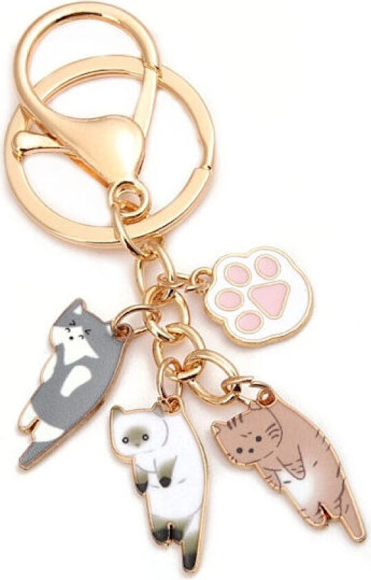 Kawaii katt nøkkelring kjæledyr pote nøkkelring dyreavtrykk nøkkelring DIY fri