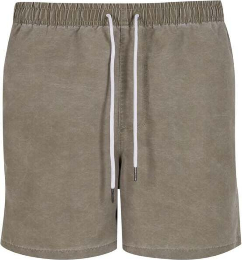 Badeshorts - Washed Swim Shorts - S til M - Herrer - olivengrønn