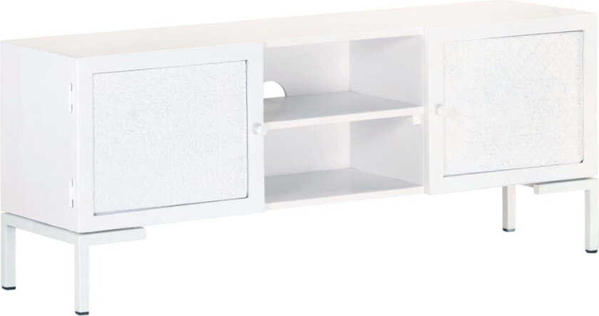 TV-benk hvit 115x30x46 cm grovt mangotre