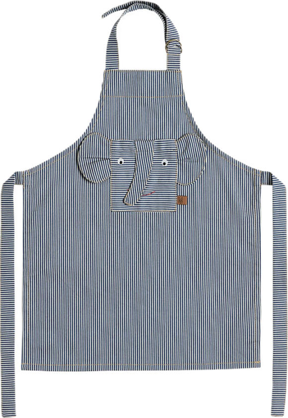 Bilde av Striped Denim Elephant Forkle Blue