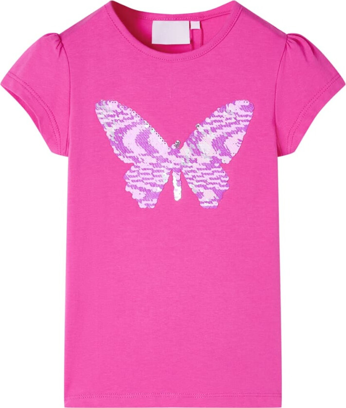 T-skjorte for barn med korte ermer mørkerosa 104