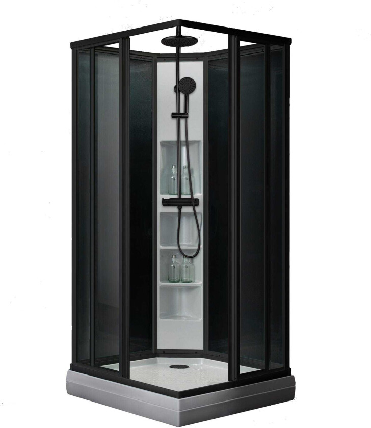 Sanipro Classic Black Dusjkabinett 80x80 - Svart Matt