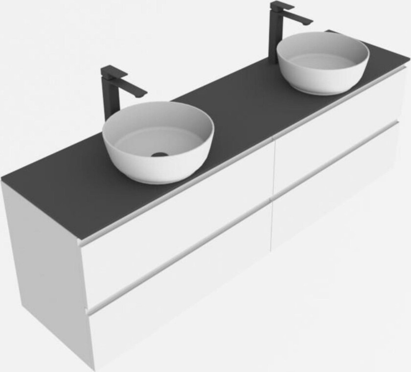 VikingBad Mie Servantskap fingergrep - Hvit Høyglans