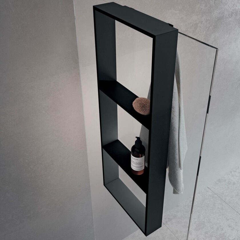 Novellini Frame Dusjhylle 3 hyller og krok - Sort Matt