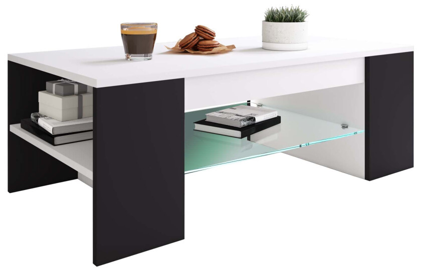 Tunas sofabord 1 hylle hvit, svart.