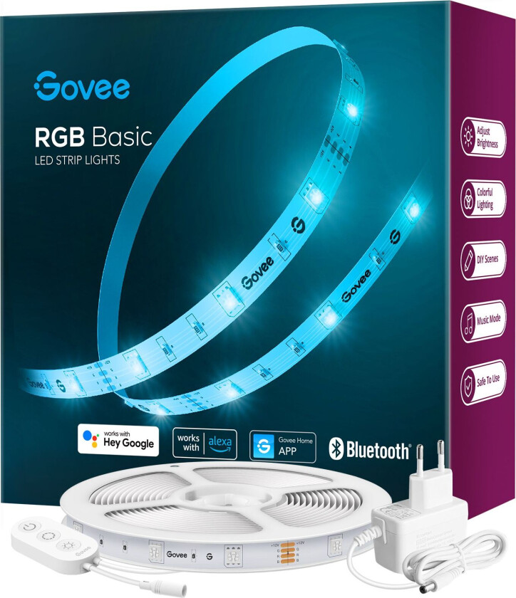 - RGB Smart Wi-Fi + Bluetooth LED Strip Lights (5m)