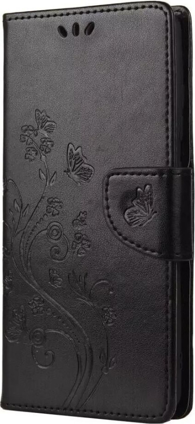 Samsung Galaxy S20 FE / S20 FE (5G) Skinndeksel med Lommebok - Blomster Imprint - Svart