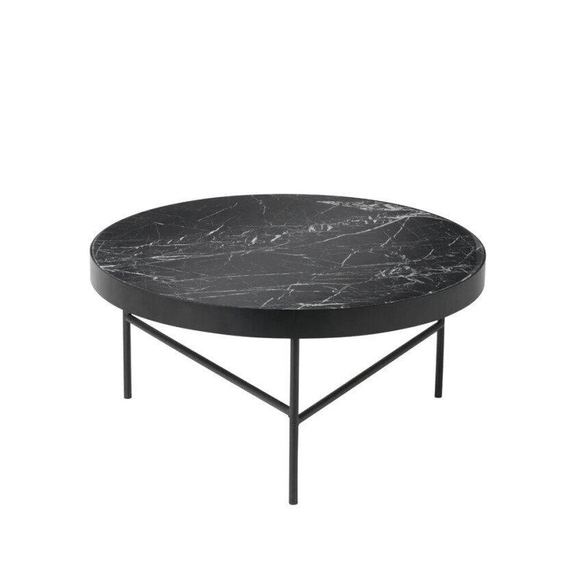 Marble Table sofabord Marmor sort, large, sort stativ