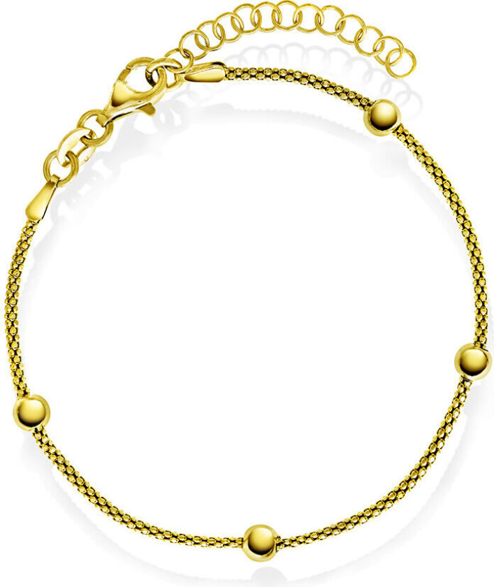 Armbånd i forgylt 925 sølv med kuler, 19 cm