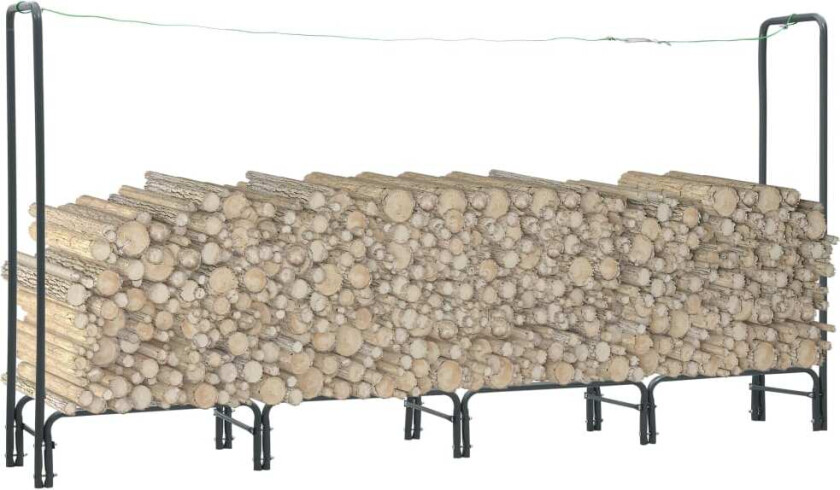 Vedstativ antrasitt 240x35x120 cm stål