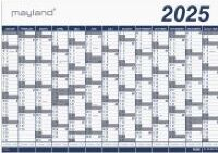 Kæmpekalender 13mdr vinyl PP 2025 100x70cm 25 0650 00