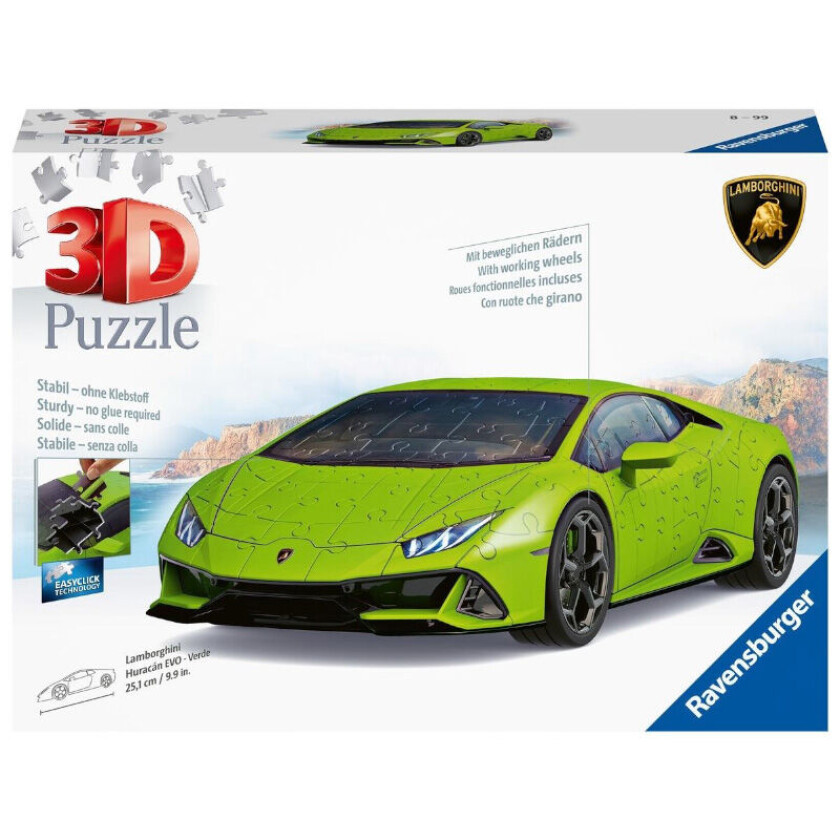 3d Puslespill 108 Brikker - Lamborghini Huracán Evo Verde