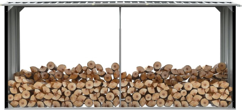 Bilde av Vedskjul galvanisert stål 330x92x153 cm - antrasitt