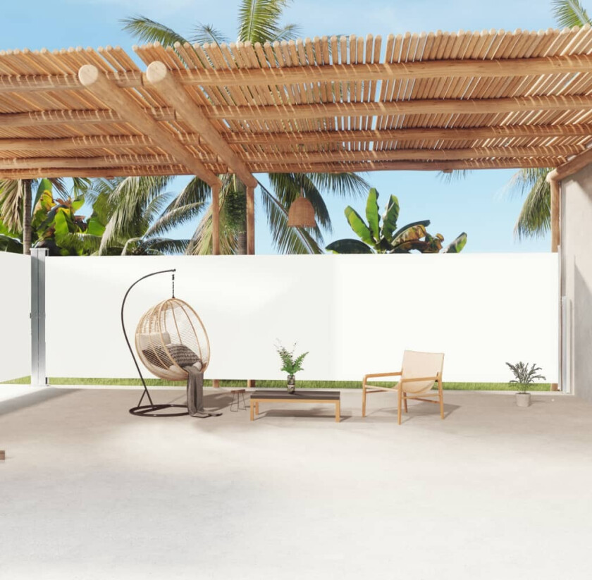 Uttrekkbar sidemarkise 200x1200 cm kremhvit