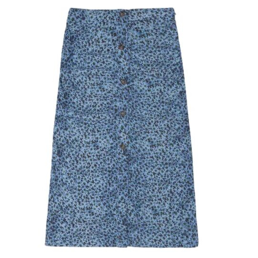 Ganni Printed Crepe Ruched Skirt Skjørt Blå Mønster  female 40