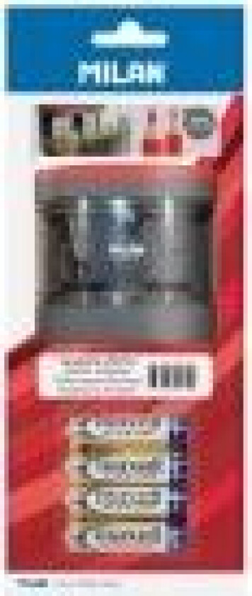 Milan BWM10278, Elektrisk blyantspisser, Grå, Rød, Plast, Kull stål, Ambidekstriøs, Blister