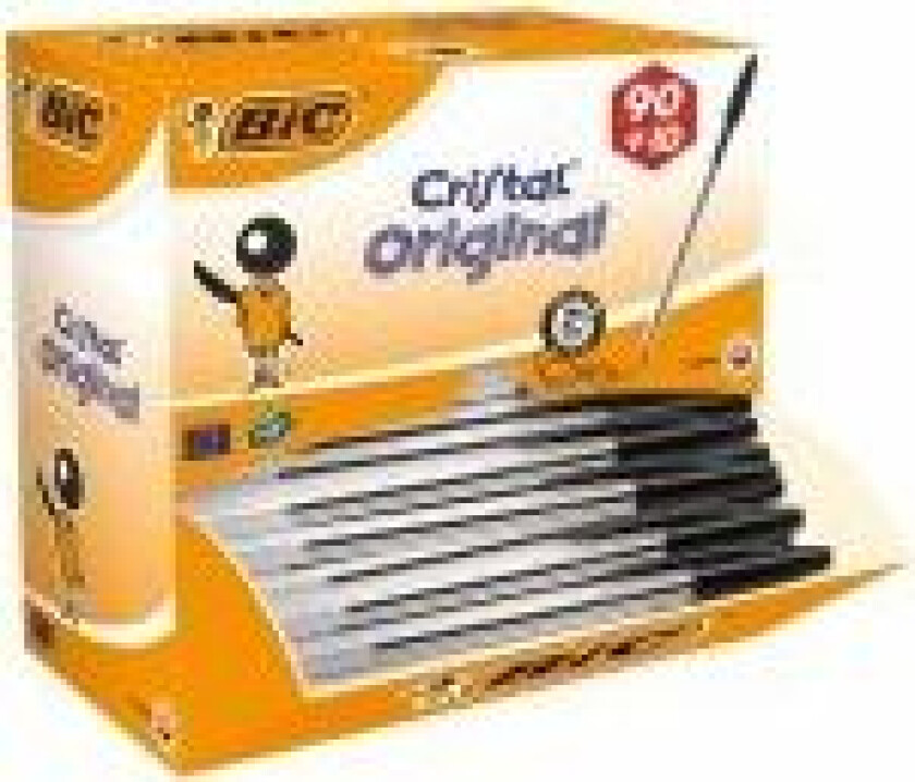 Cristal Medium, Klips, Tynn spiss, Sort, 100 stykker, Medium