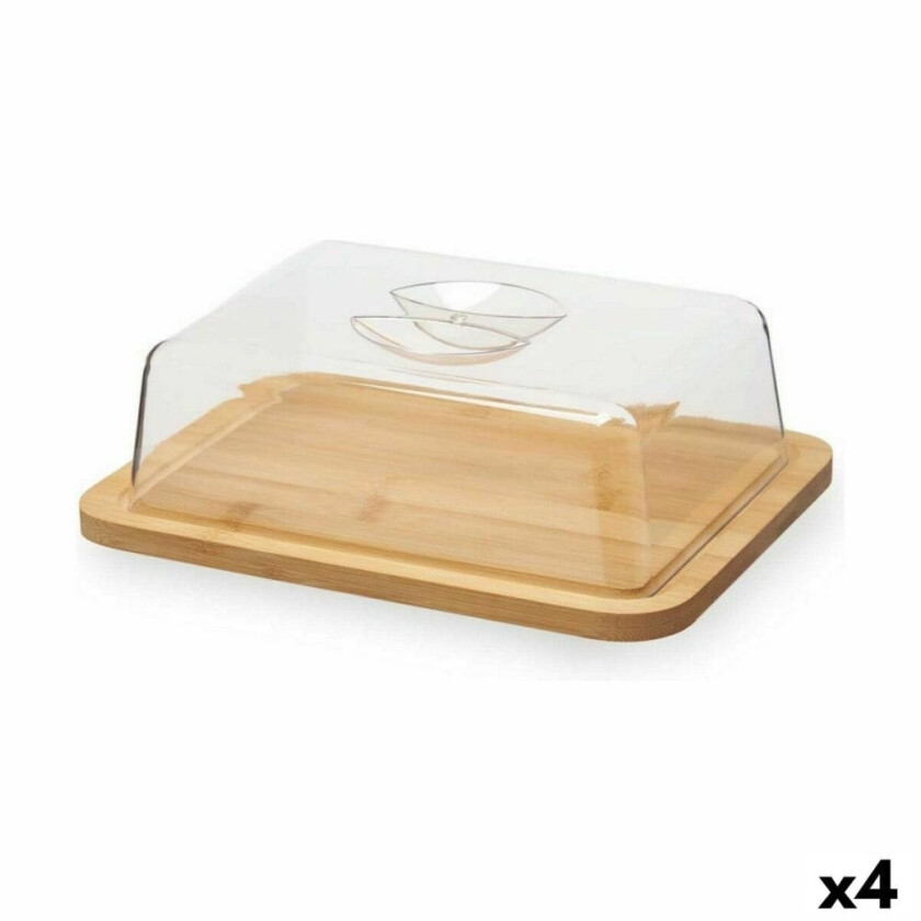 Ostebrett Med lokk Brun Transparent Bambus 19,1 x 7,5 x 25,1 cm (4 antall)