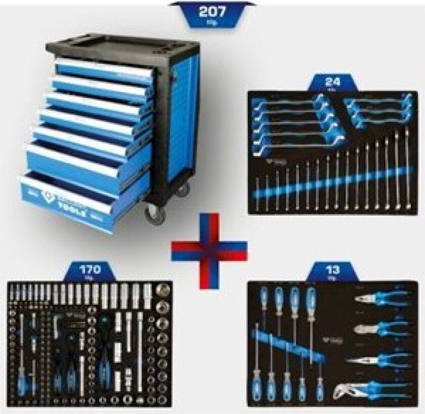 Verktøyskap med 7 skuffer, 207 elementer KS TOOLS - 1847081