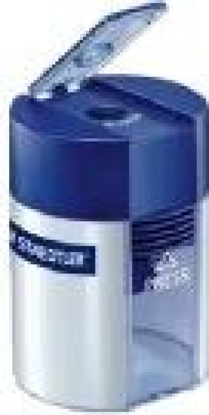 Bilde av - Blyantspisser med beholder - blå/sølv - metall, polystyren