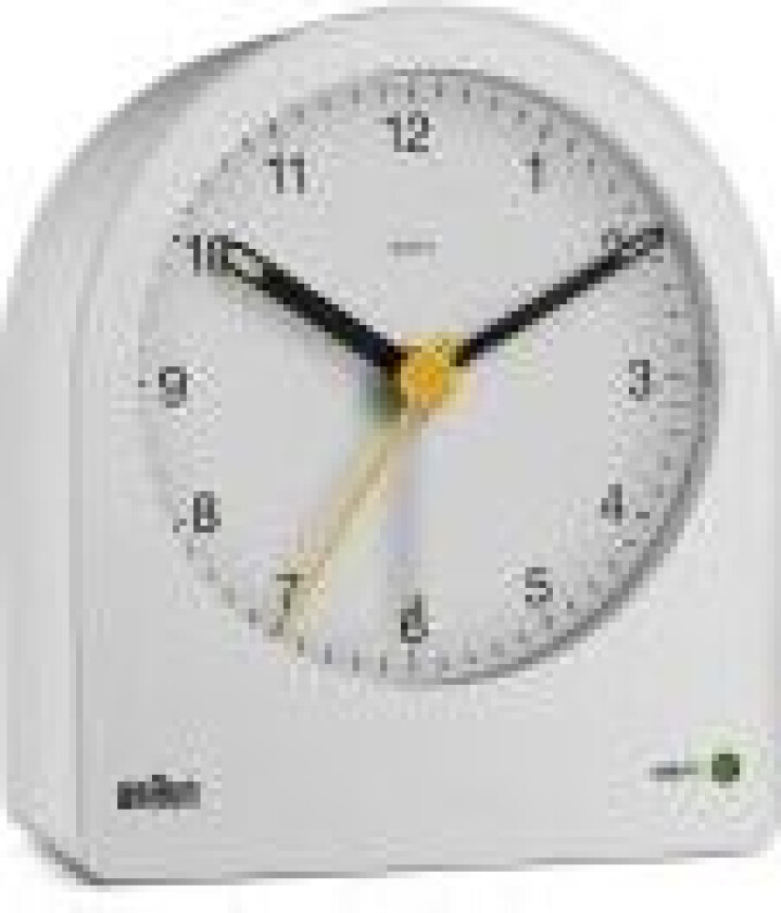 BC22, Quartz vekkerklokke, Rund, Hvit, Gult, 12 timers, Alarm, Batteri