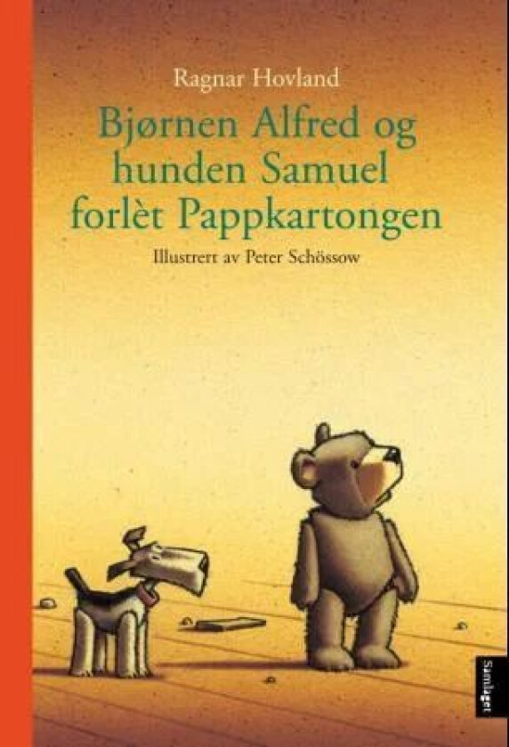 Bjørnen Alfred og hunden Samuel forlèt pappkartongen av Ragnar Hovland