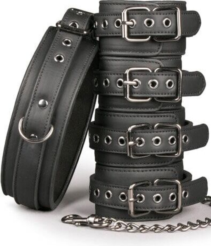 Fetish Set With Collar, Ankle- & Wrist Cuffs Posisjonsholder