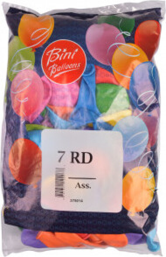 Ballonger Ass. farger Ø21cm - 100 stk