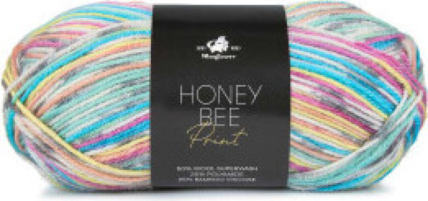 Honeybee Print Garn 1014 Regnbuefarget