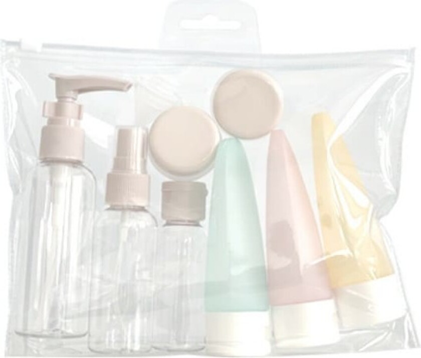 INF Sett med reiseflasker, bokser og tilbehør 11 deler