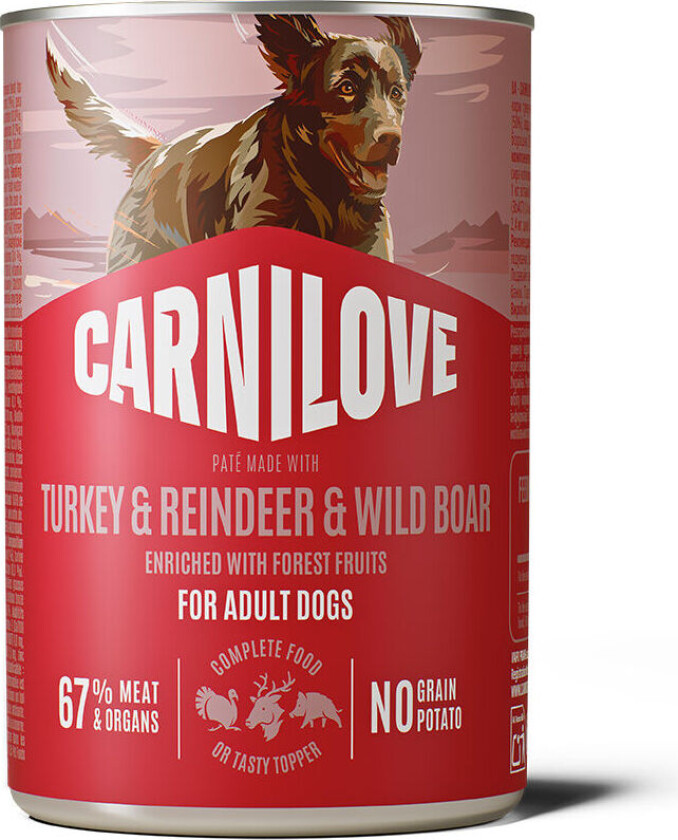 Dog Adult Turkey, Reindeer & Wild Boar Paté Våtfôr til Hund 400 g