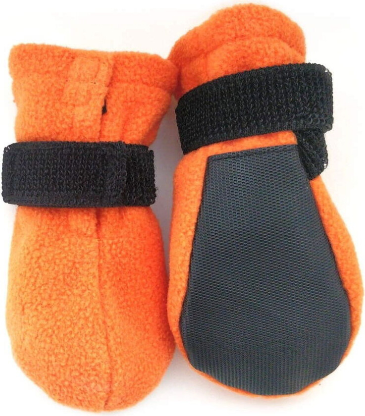 Paws Fleece Hundesko Korte Orange 4-pack