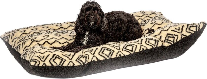 Sherpa Fleece Neutral Geometric Hundeseng Beige/Svart