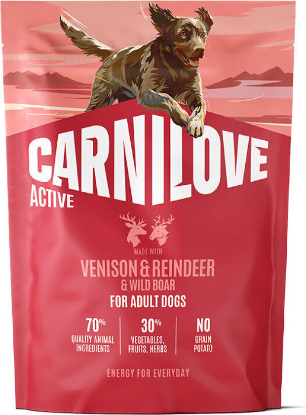 Dog Adult Active Venison, Reindeer & Wild Boar Tørrfôr til Hund