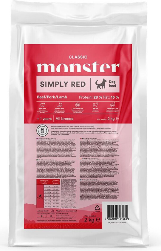Monster Dog Classic Simply Red Tørrfôr til Hund