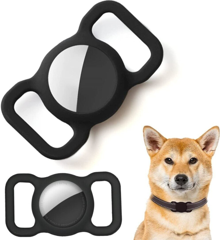 INF AirTag deksel til hundekjede i sort silikon 2-pack
