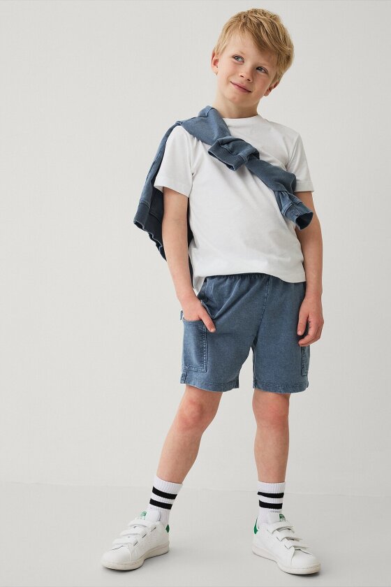 Sweatshorts med denimlook - Blå