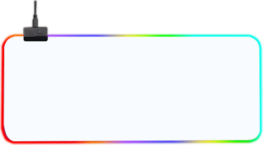 RGB Gaming Musematte - 800x300 mmx4mm Oversize - LED Multi farge - 14 lysmoduser - vaskbar - Hvit