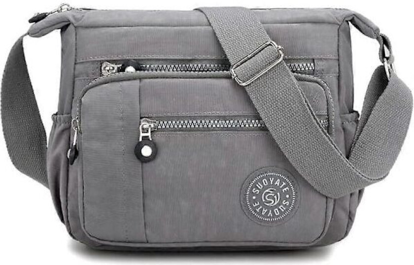 Flerlommet uformell crossbody-veske for kvinner, reiseveske, messenger-håndveske for shopping, fotturer, daglig bruk (grå)