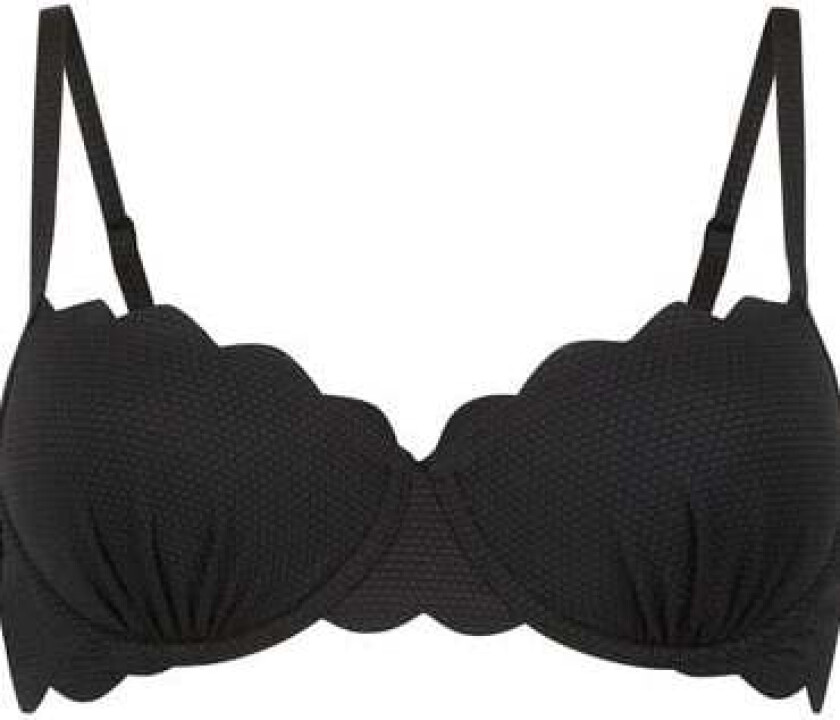 Polstret bikinitopp med bøyle Scallop Svart