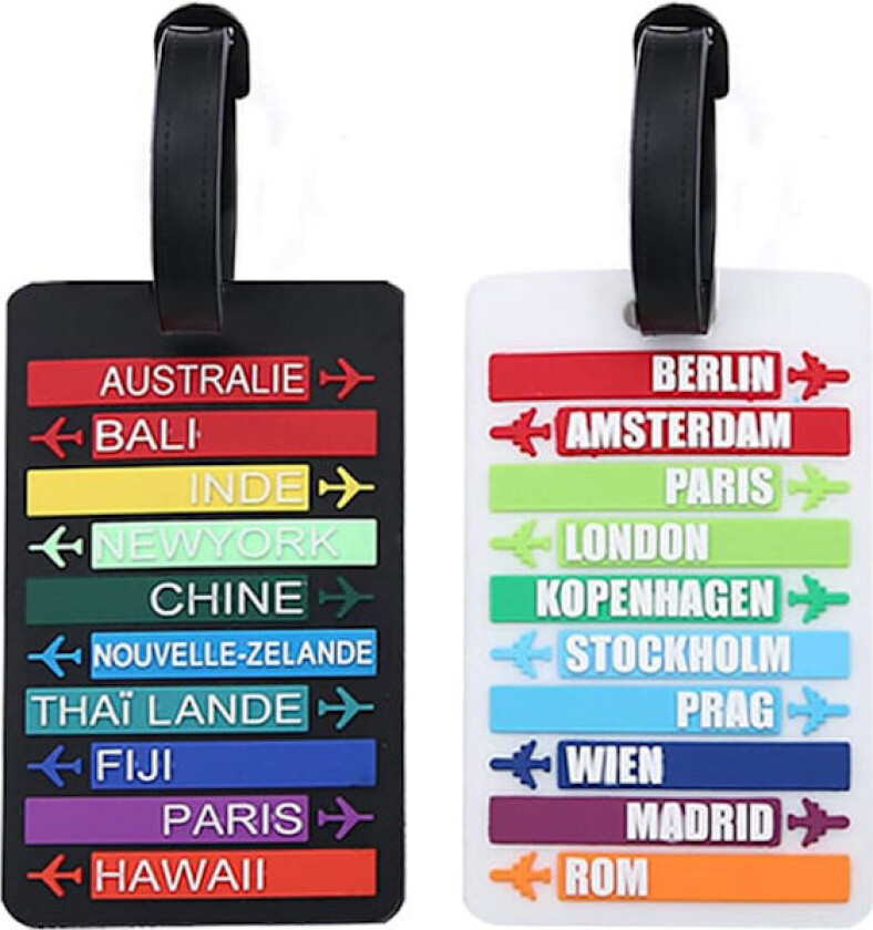 Reisebagasjelapper, 2-pakning PVC Koffertlapper med Navne-ID-kort, Bagasjelapper, Reisebagasjelapper, Visittkort (Svart+Hvit)