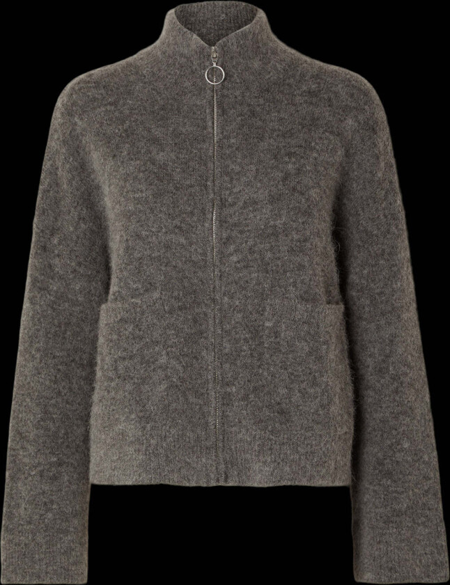 Sia Ras LS Knit Zipper Cardigan - Medium Grey Melange M