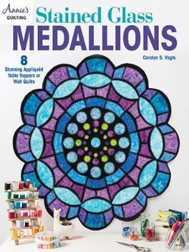 Stained Glass Medallions 8 Stunning Appliqued Table Toppers or Wall Quilts