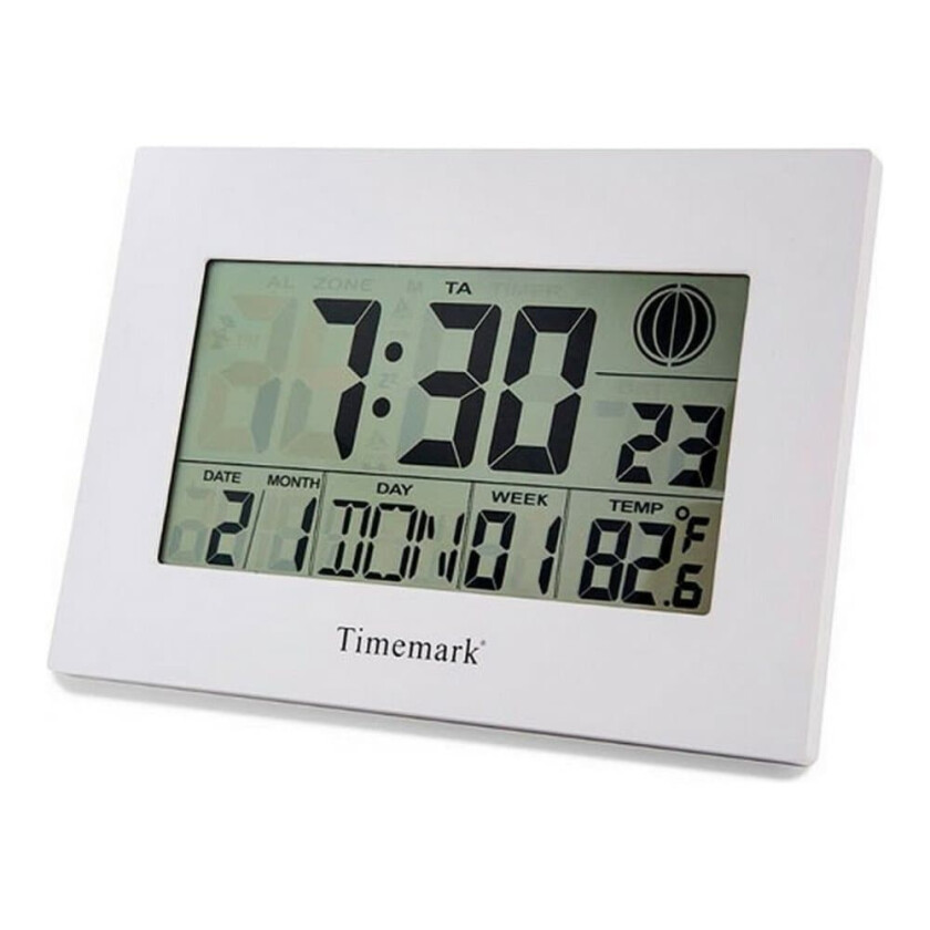 Veggklokke med termometer Timemark White (24 x 17 x 2 cm)