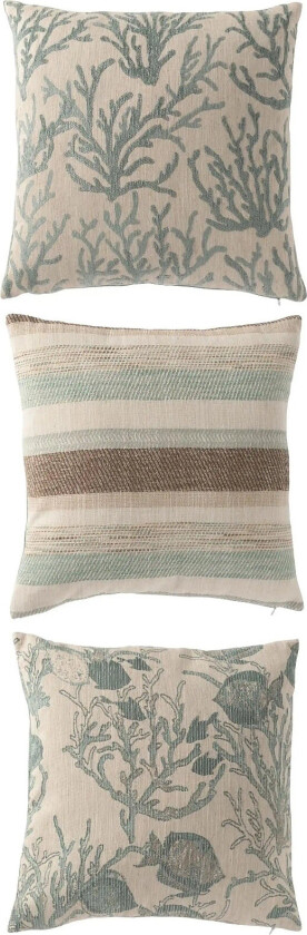 S/3 Cush Cor/Strip Bl/Wh - Cream - W45CM