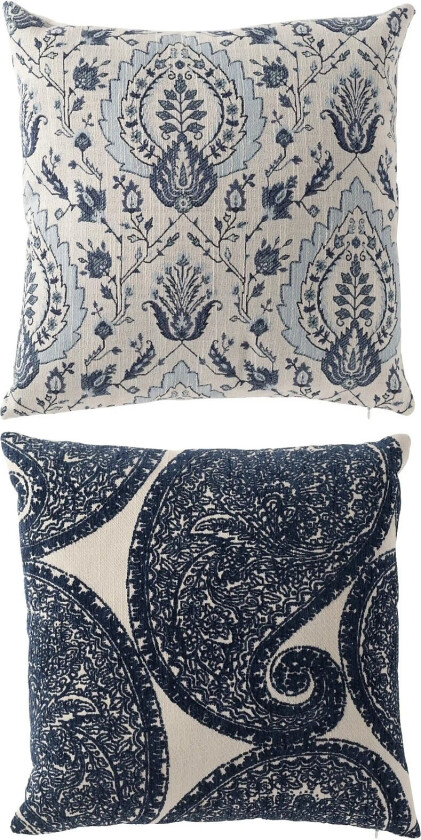 S/2 Cush Floral Pattern Bl/Wh - Blue - W45CM