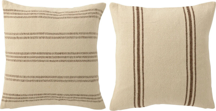 S/2 Cushion Rec Cott Wh/Br - Cream - W50CM