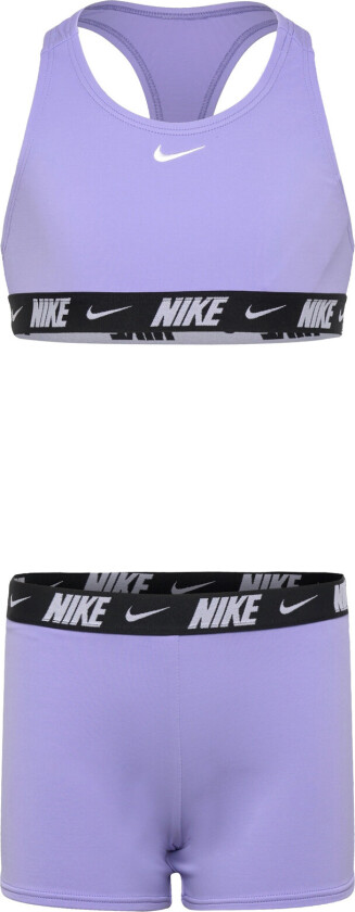 Nike Logo Tape Racerback Bikini & Short Set - Purple - 130-140